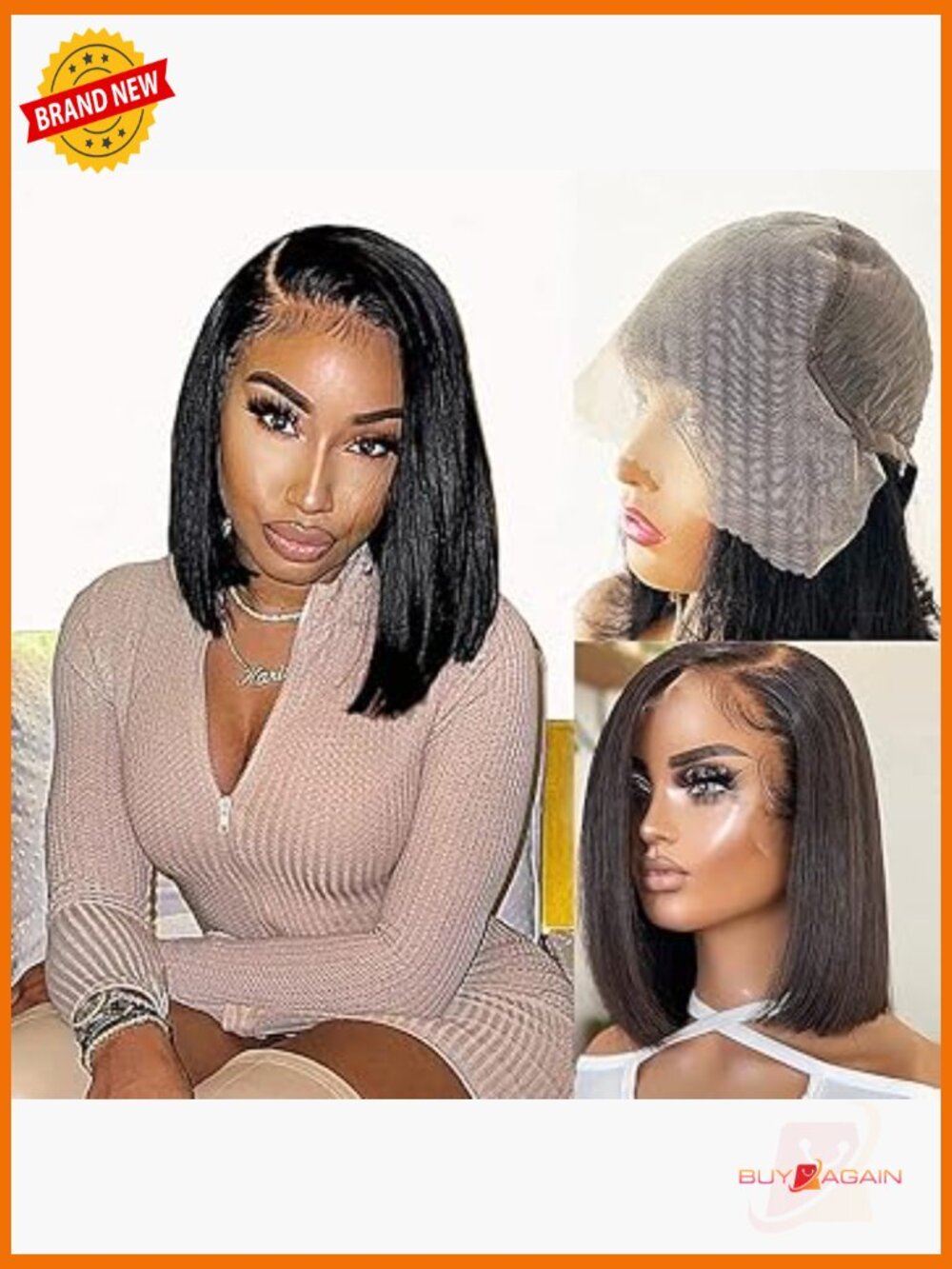 Straight Hd Lace Front Bob Wig Human Hair Pre Plucked Glueless 12 Inch 150%